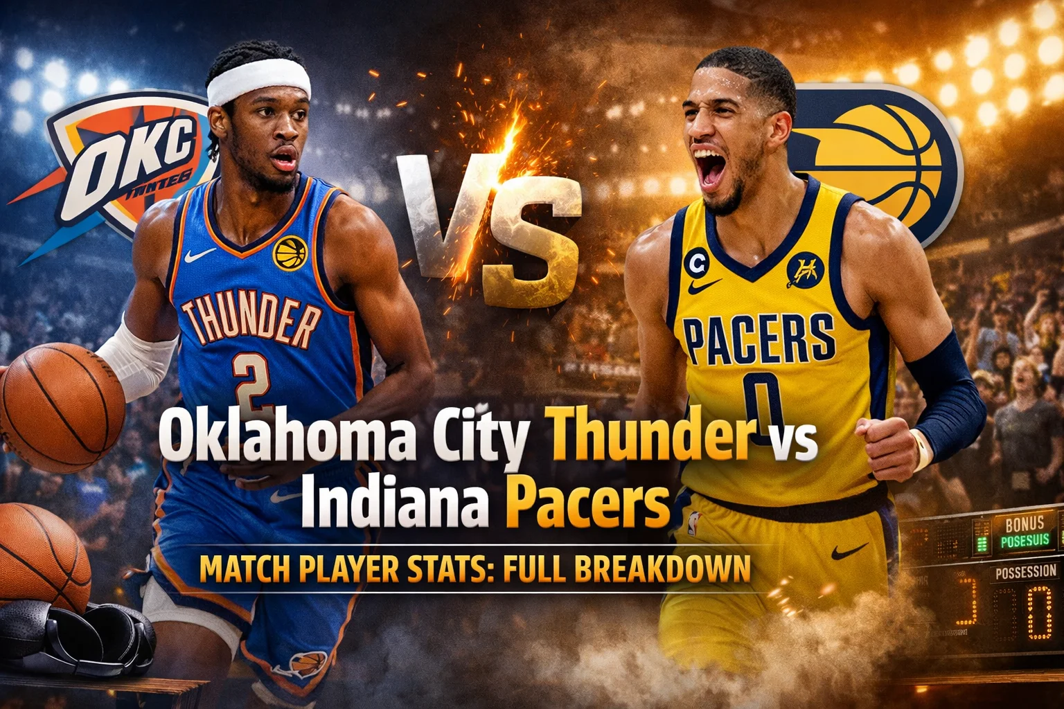 oklahoma city thunder vs indiana pacers match player stats