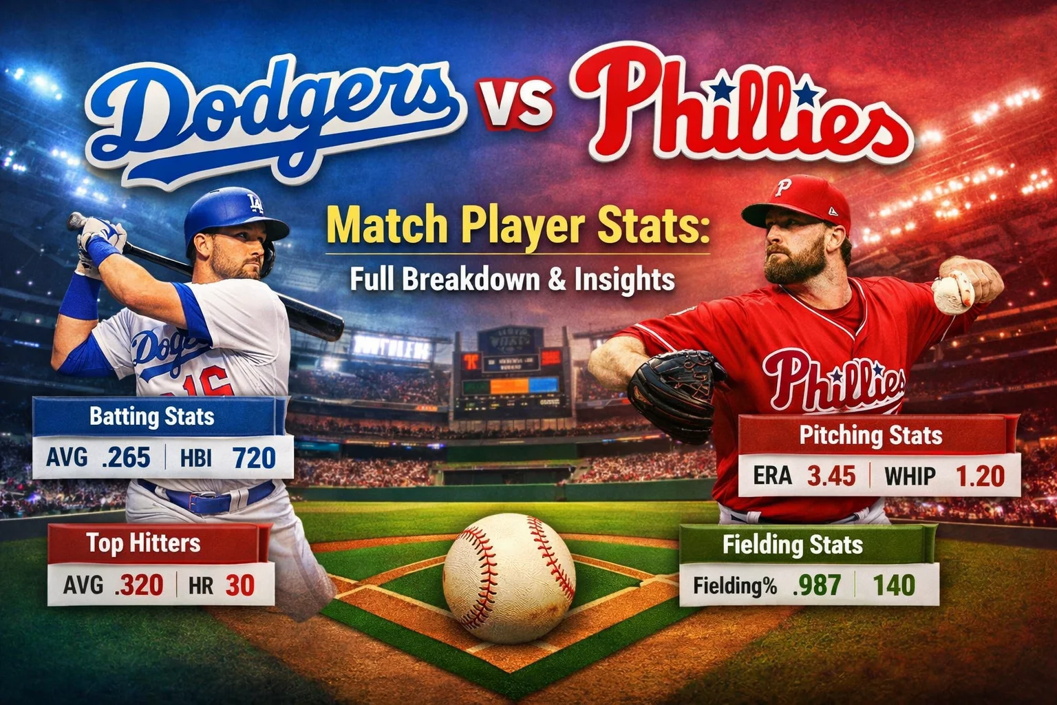 dodgers vs phillies match player stats