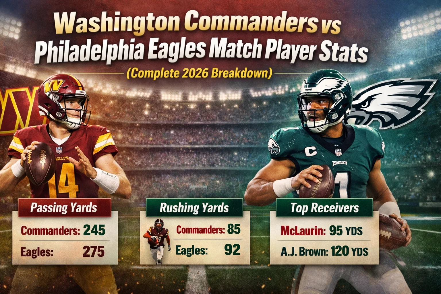 washington commanders vs philadelphia eagles match player stats