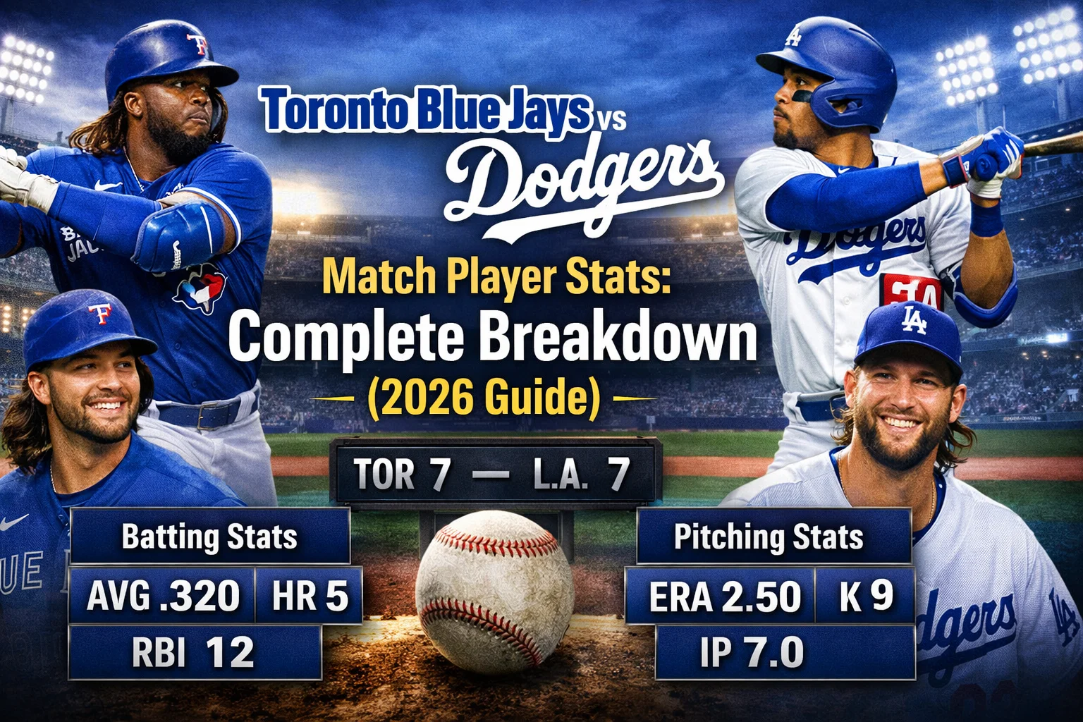 toronto blue jays vs dodgers match player stats